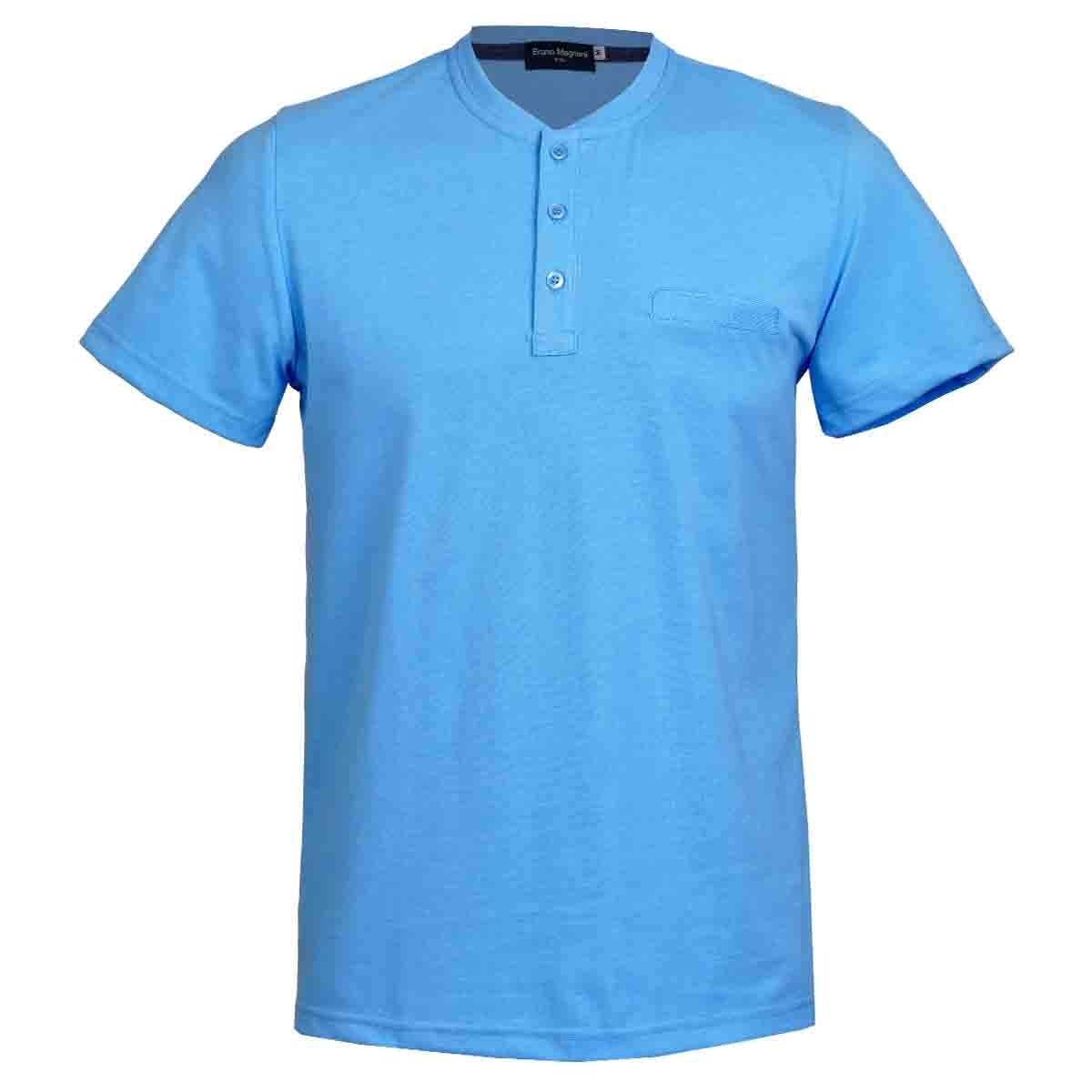 Playera Cuello Henley Azul Cielo J. Opus