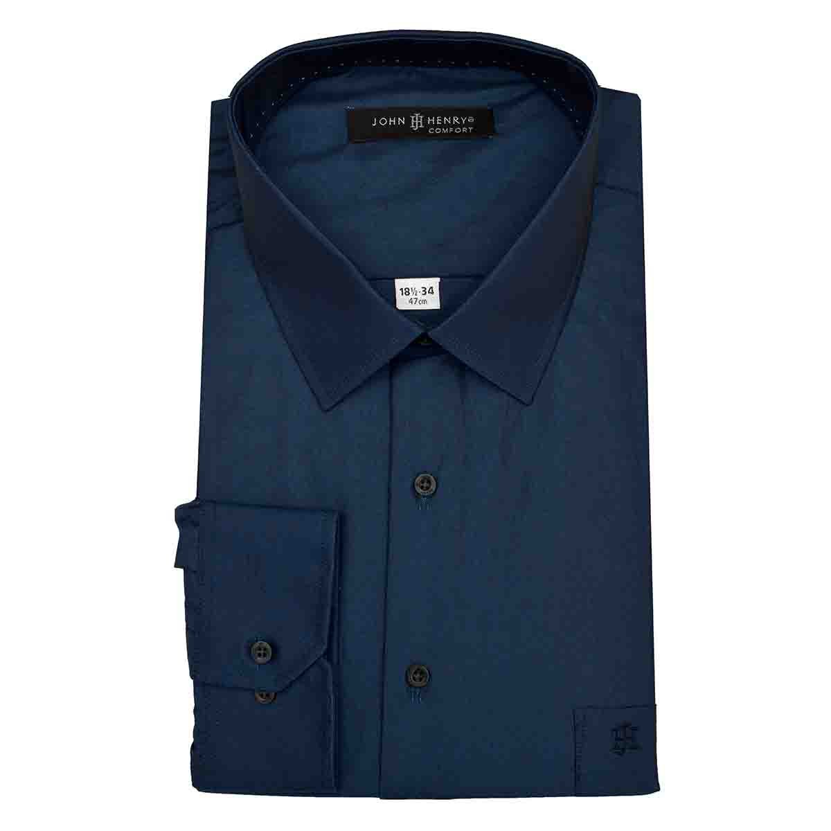 Camisa Talla Plus Manga Larga Tornasol Marino John Henry para Caballero