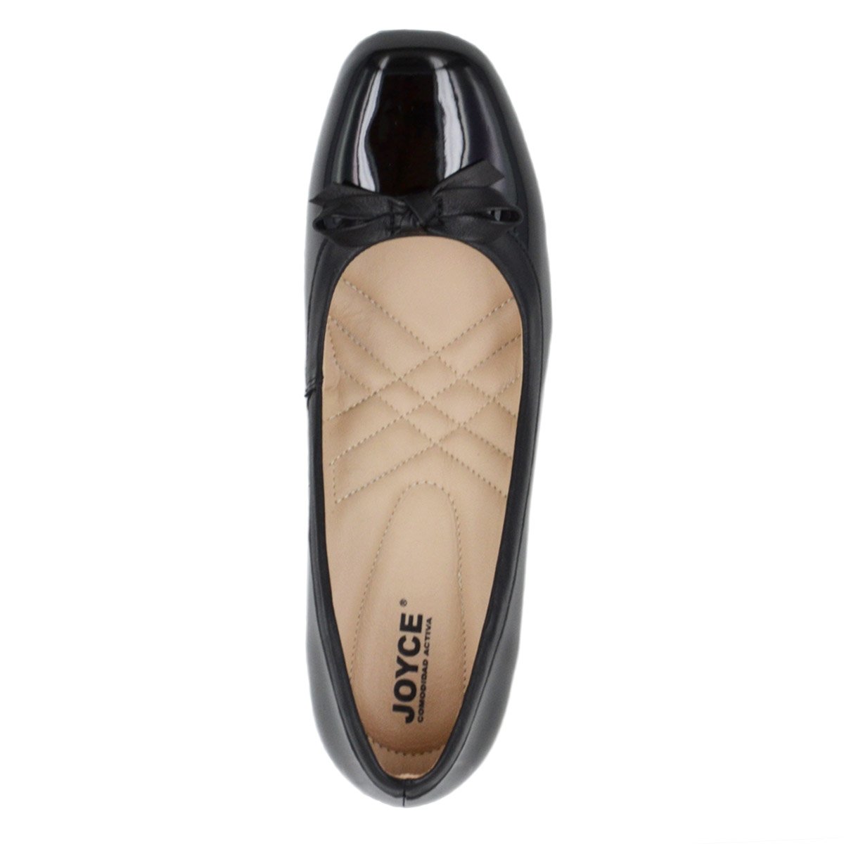 Zapatilla de Charol con Tac&oacute;n y Mo&ntilde;o Color Negro Joyce