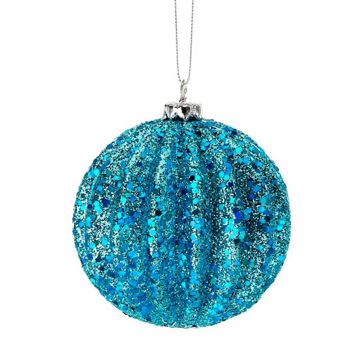 Colgante Esfera con Diamantina Azul 10 Cm.