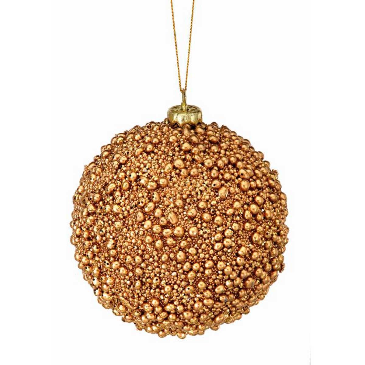 Colgante Esfera de Mini Bolitas con Diamantina Metalica Oro 10 Cm.
