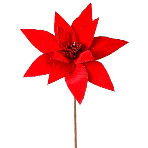 Flor Nochebuena de Terciopleo con Joyeria Color Rojo