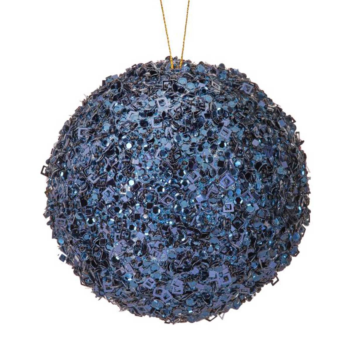 Colgante Esfera con Lentejuela Azul 10 Cm.
