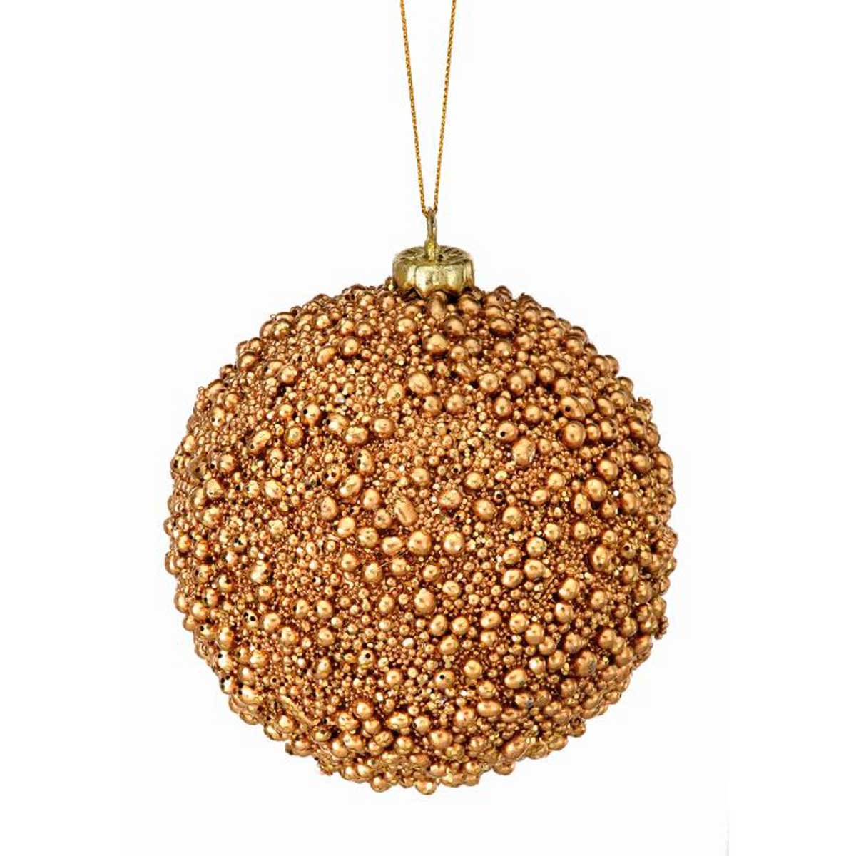 Colgante Esfera de Mini Bolitas con Diamantina Metalica Oro 10 Cm.