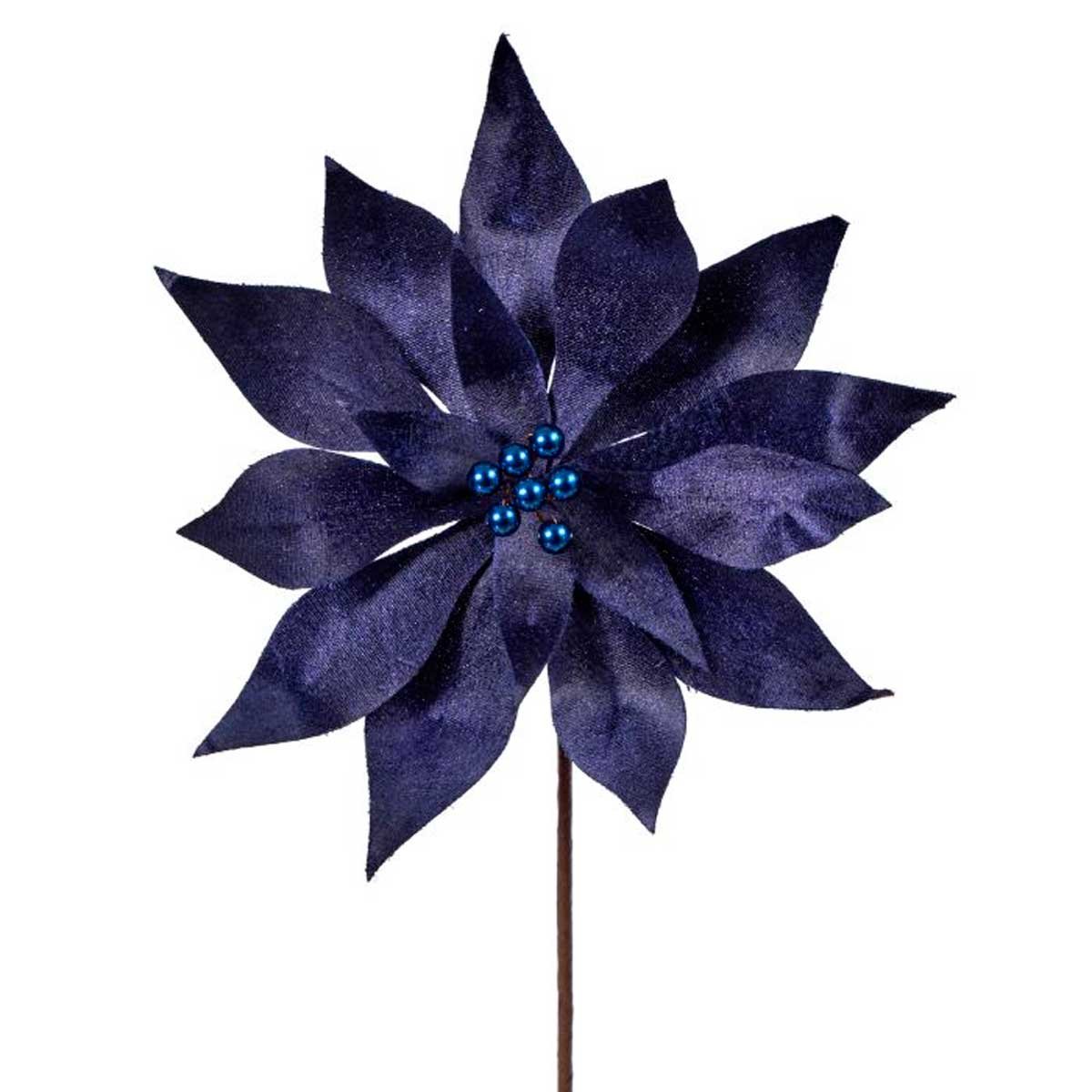 Flor Nochebuena con Perlitas Azul Oscuro