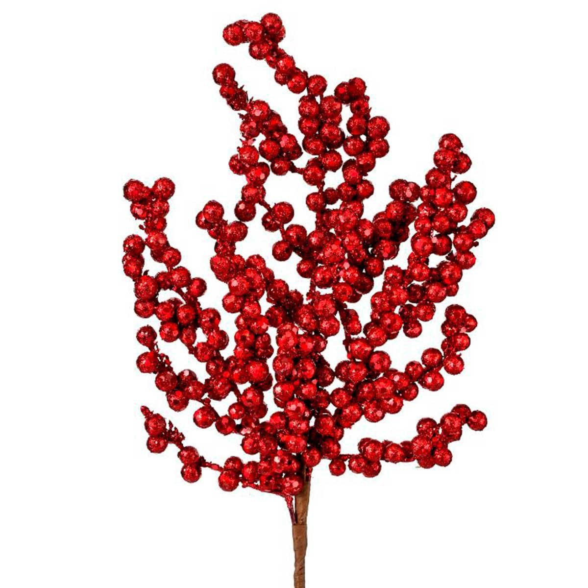 Rama de Berries con Diamantina Color Rojo 40 Cm.