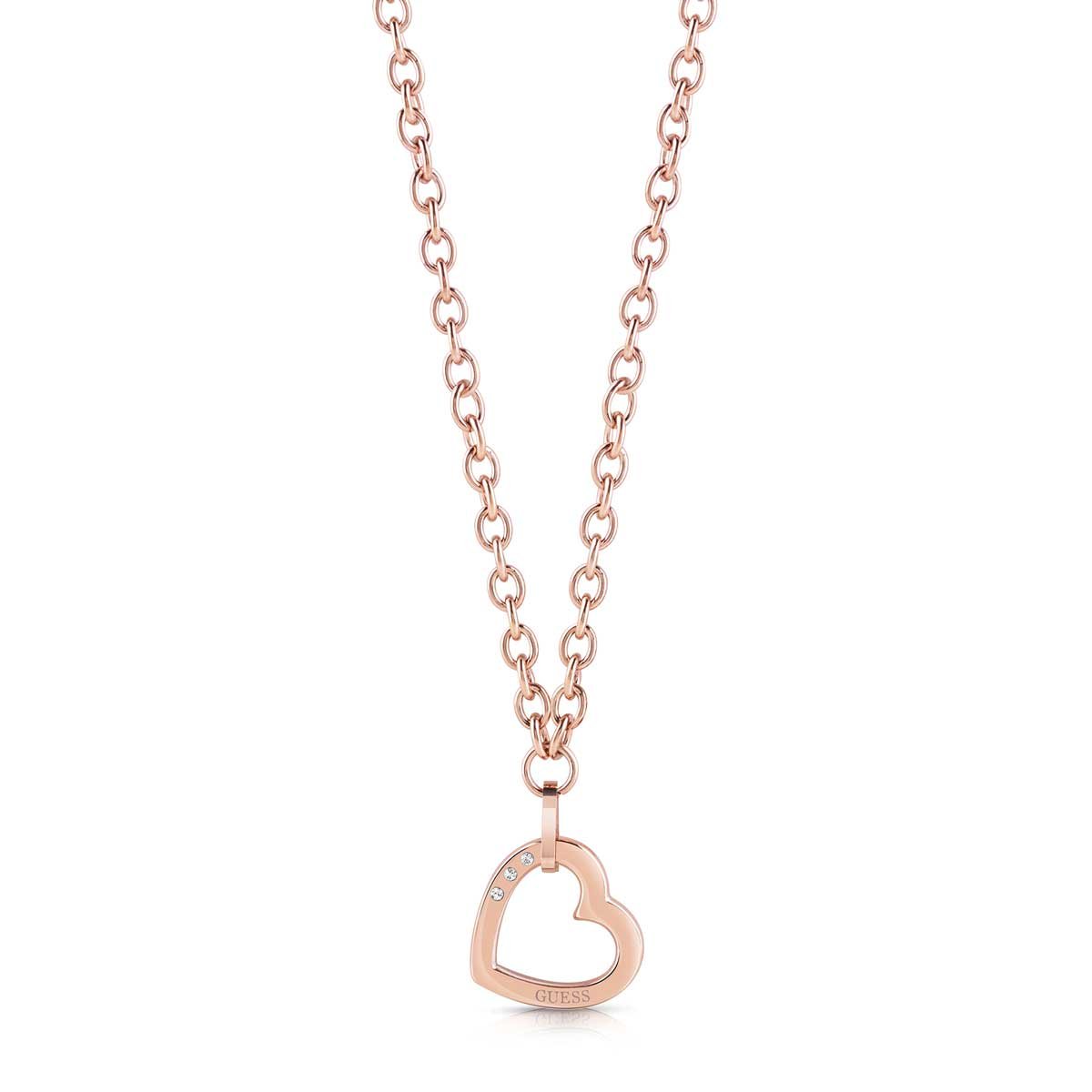 Collar Hearted Chain Oro Rosa Guess