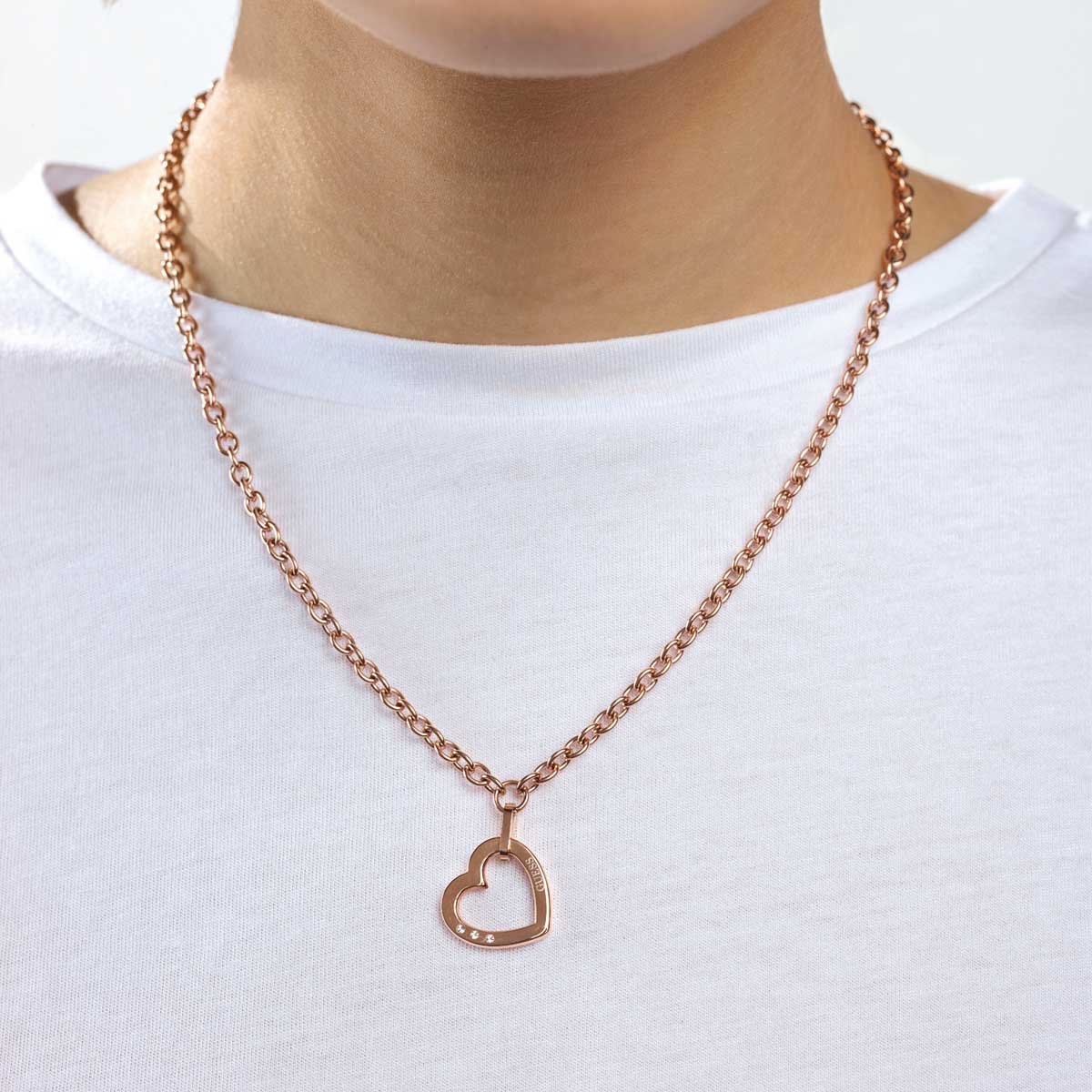 Collar Hearted Chain Oro Rosa Guess
