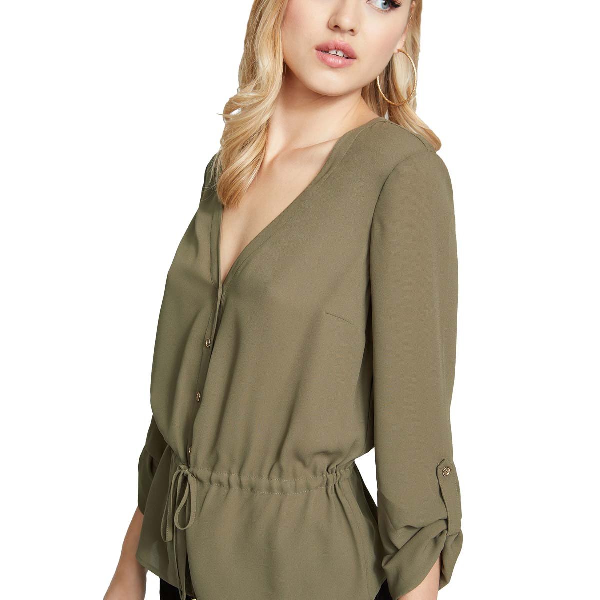 Blusa Manga Larga Cuello V G By Guess