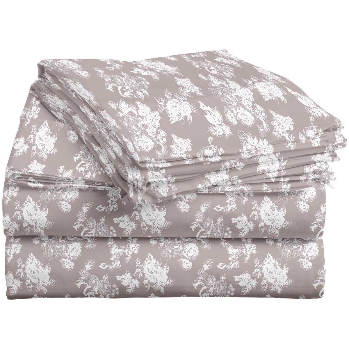 Sábana Flores Oyster Franela Home Nature - King Size