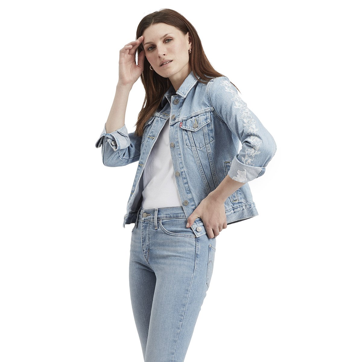 Chamarra de Mezclilla Bordado en Manga Levis