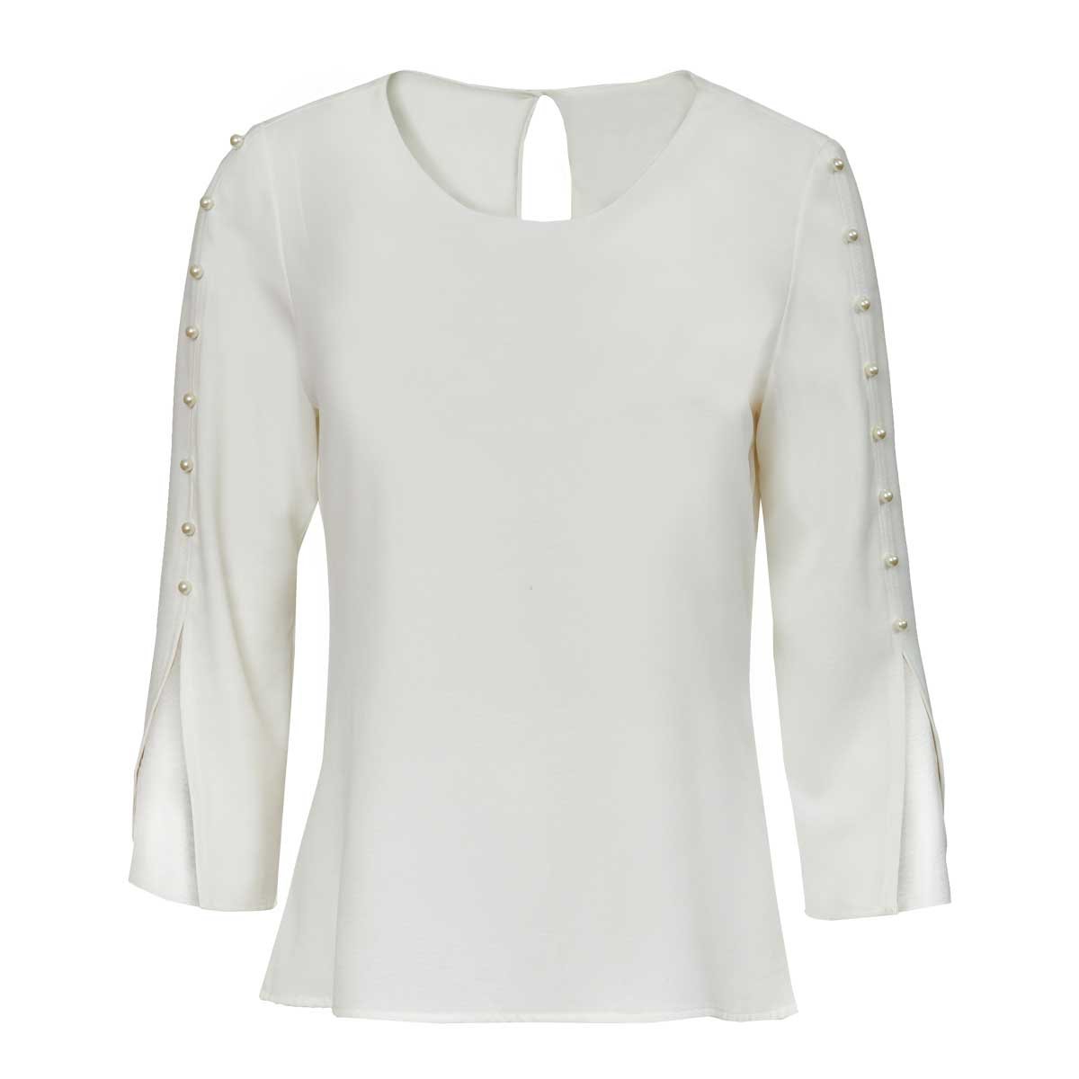 Blusa Blanca con Perlas Ann Miller