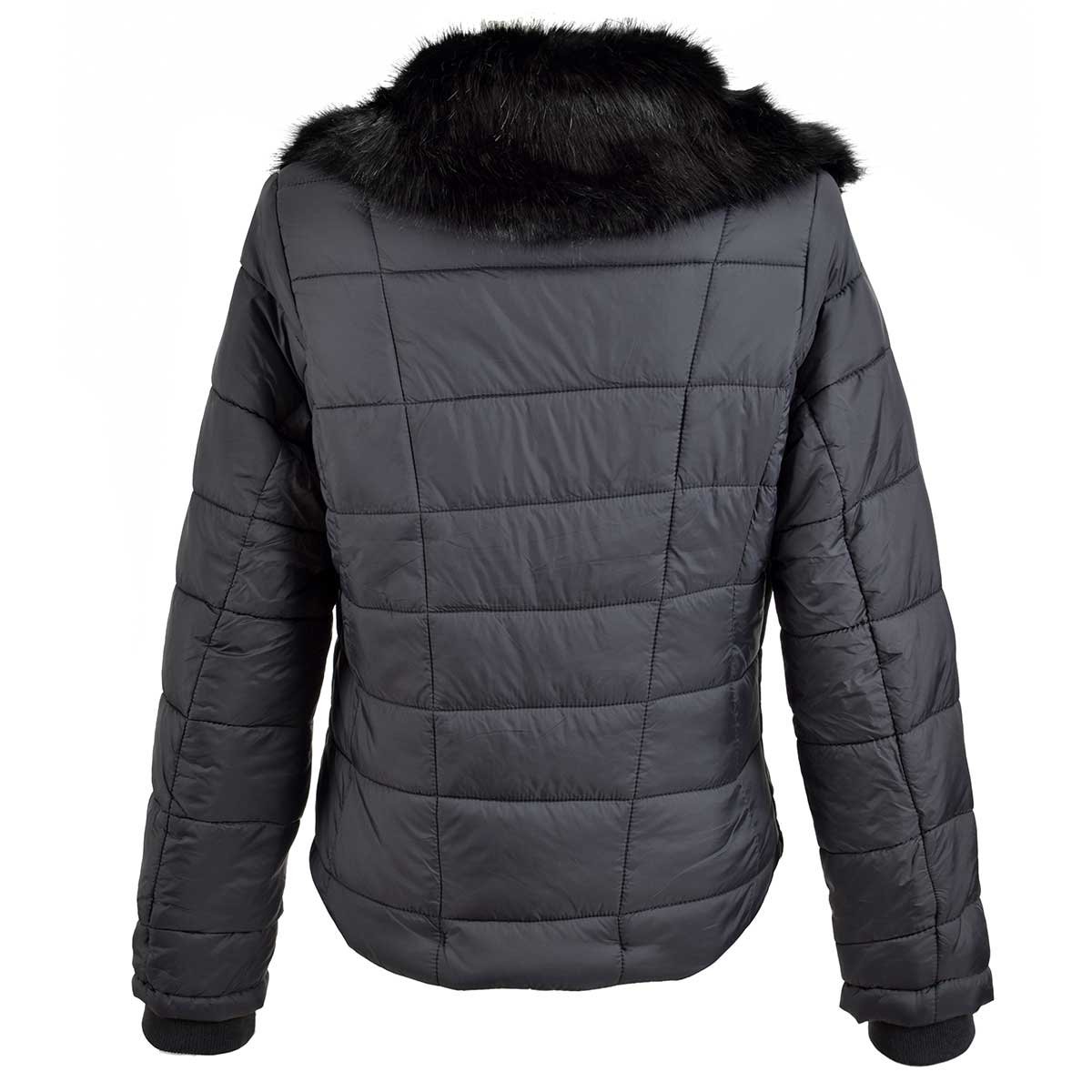 Chamarra con Cuello de Peluche Y Broches Alfrente  Blugrey