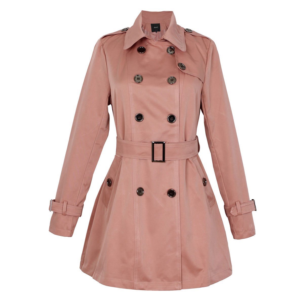 Gabardina Rosa Cuello Camisero con Cinturón Liso Basel
