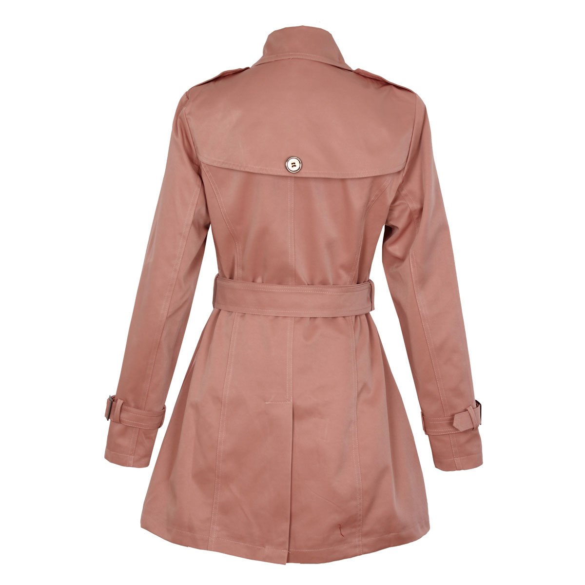 Gabardina Rosa Cuello Camisero con Cinturón Liso Basel