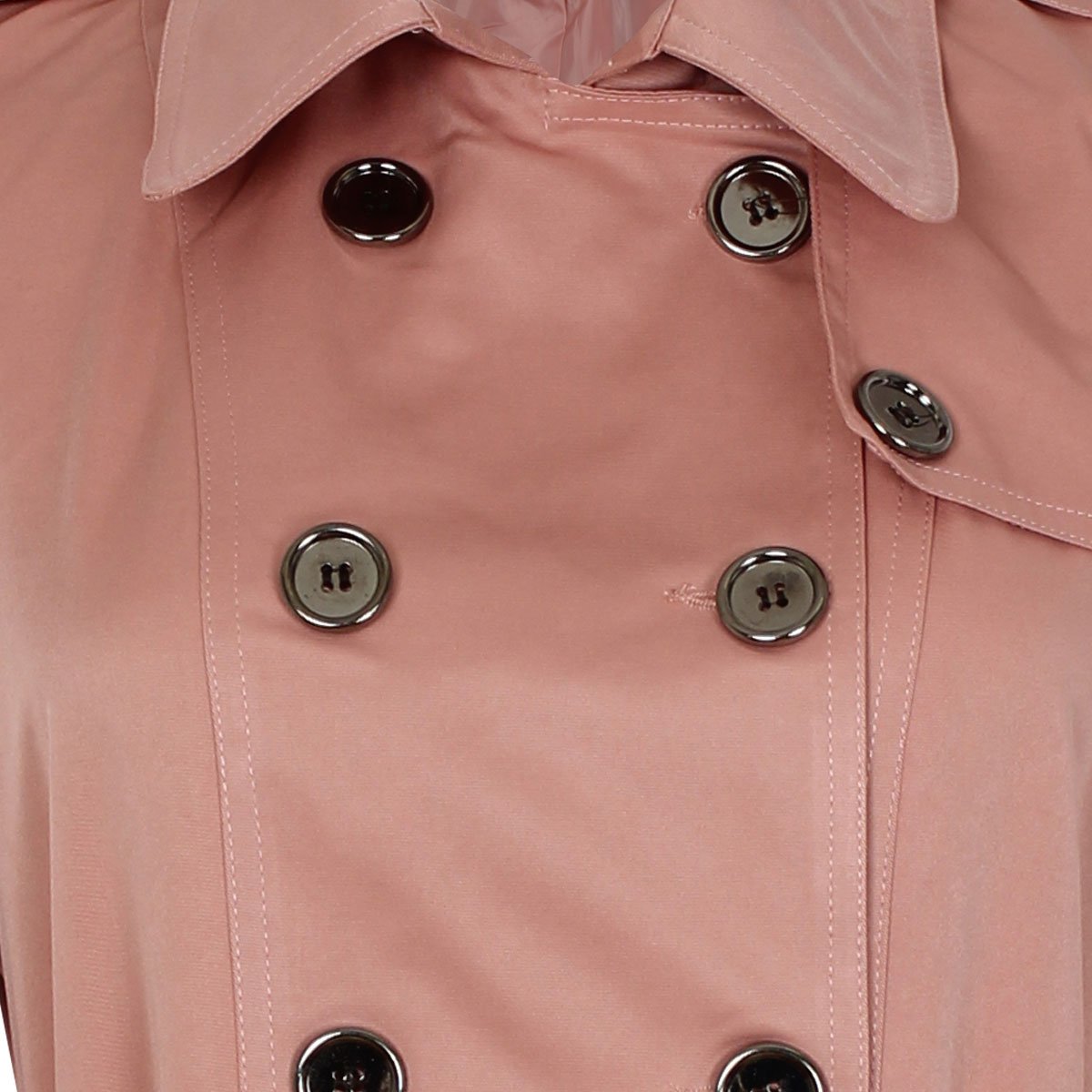 Gabardina Rosa Cuello Camisero con Cinturón Liso Basel