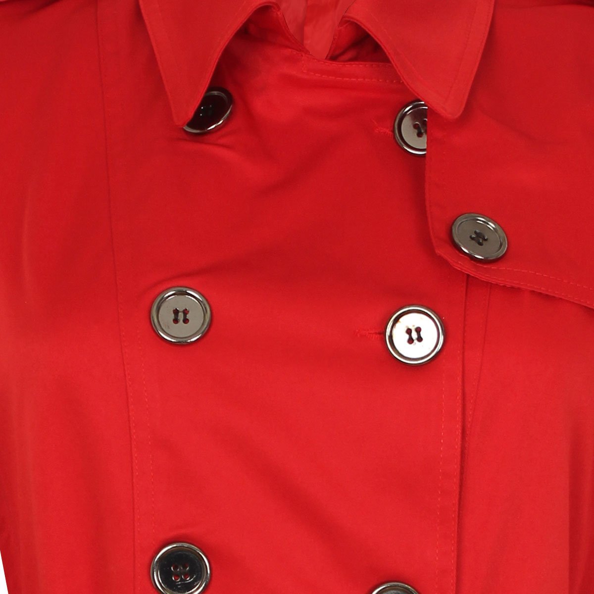 Gabardina Roja Cuello Camisero con Cinturón Liso Basel