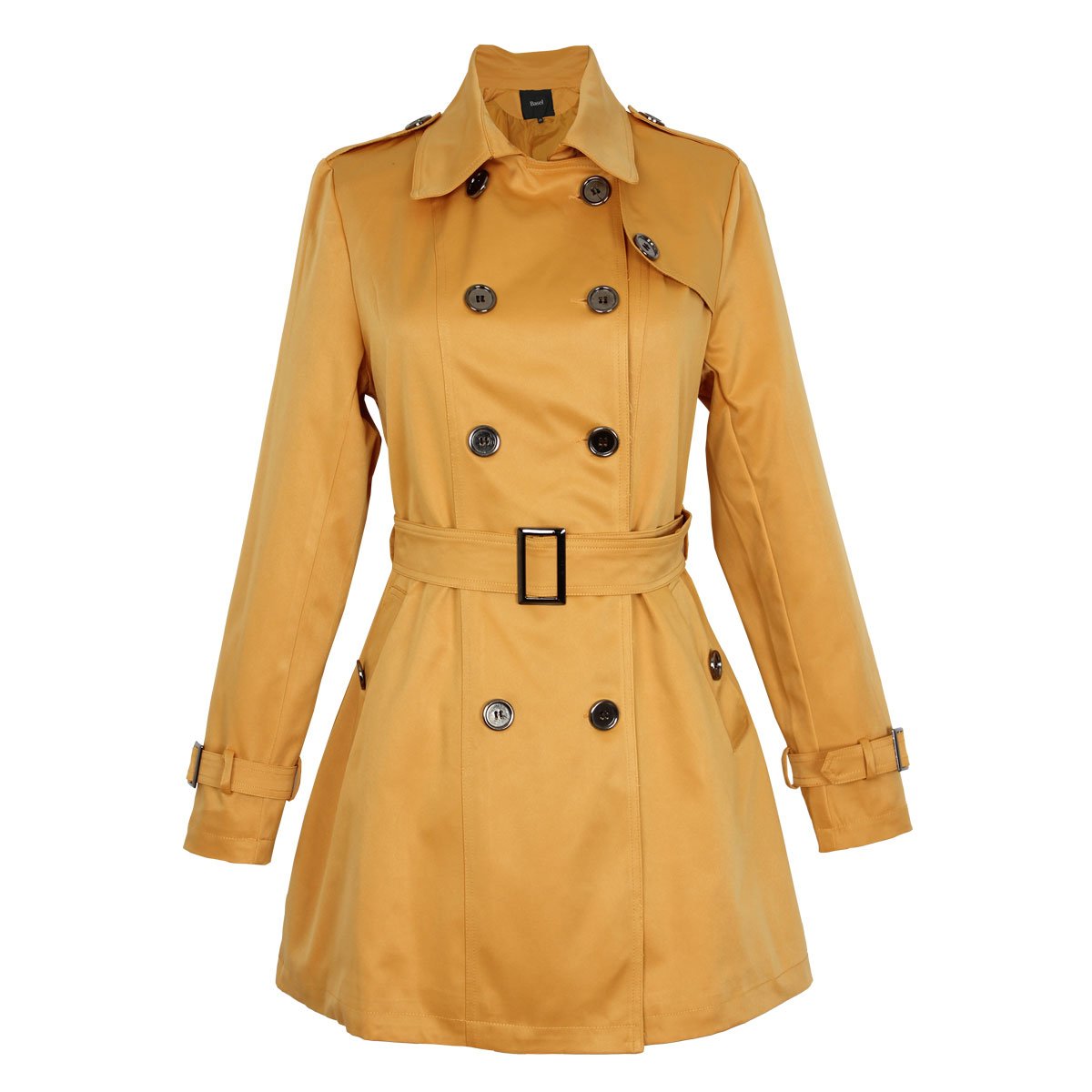 Gabardina Mostaza Cuello Camisero con Cinturón Liso Basel