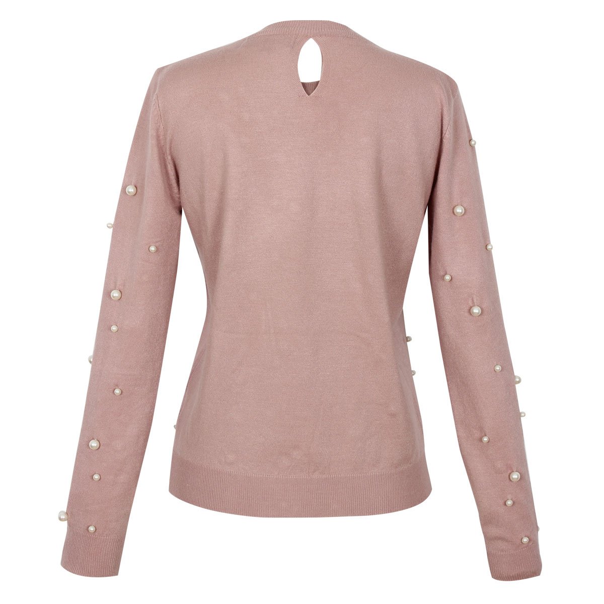 Su&eacute;ter Rosa Cuello Redondo con Perlas Just By Basel