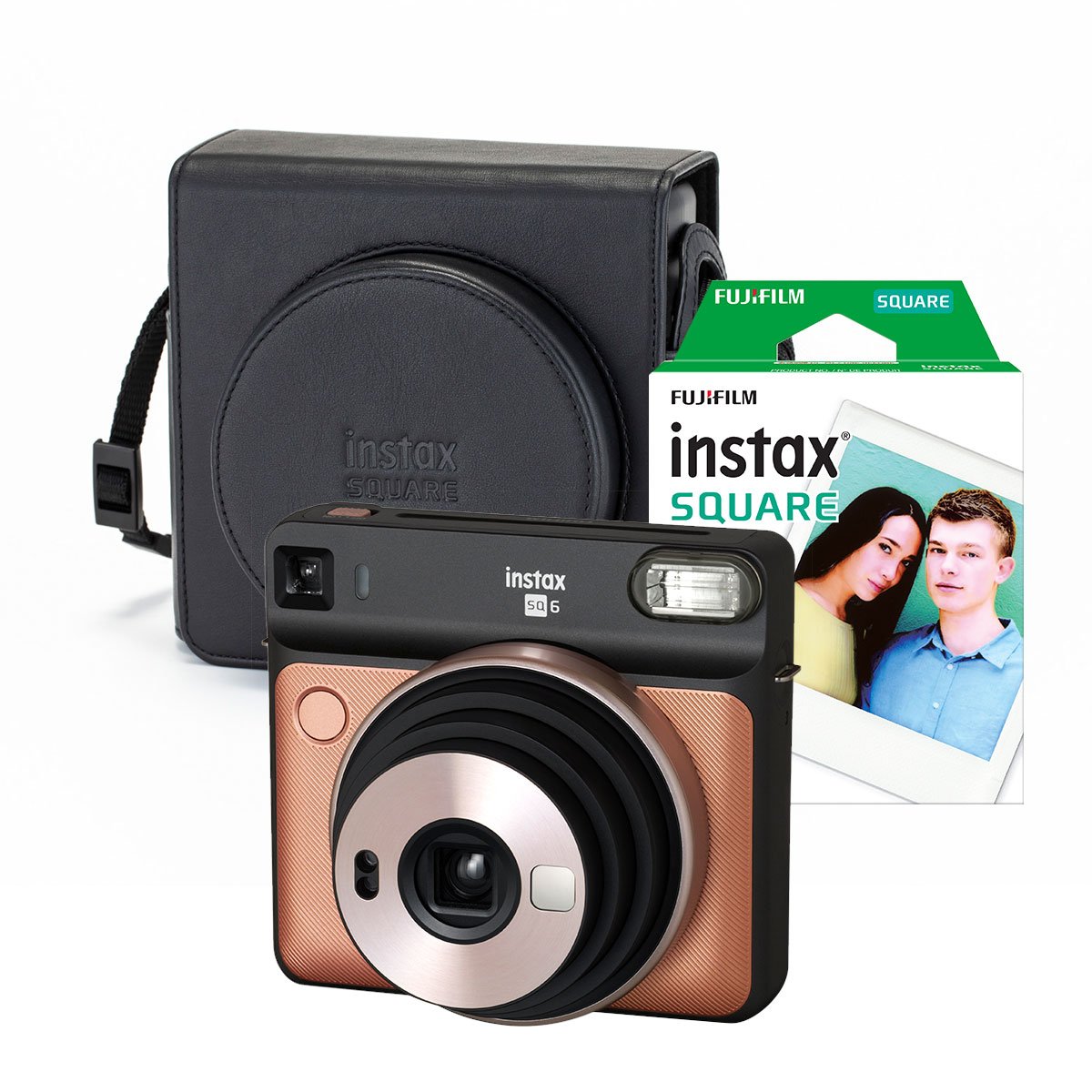 Paquete Instax Square Sq6 Rosa+ Películas y Funda