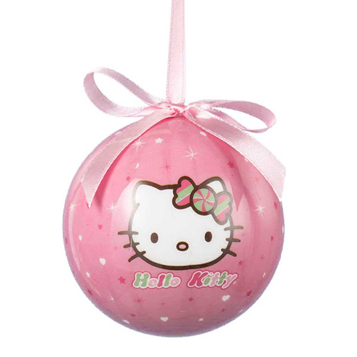 Esfera Hello Kitty Rosa de Papel Impreso 8 Cm.