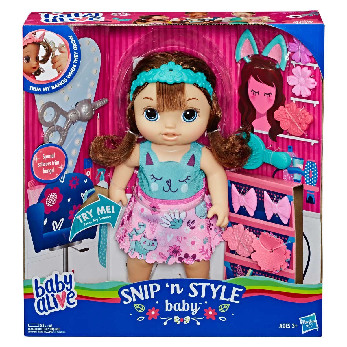 Baby Alive Bebe Cortes con Estilo Castana Hasbro