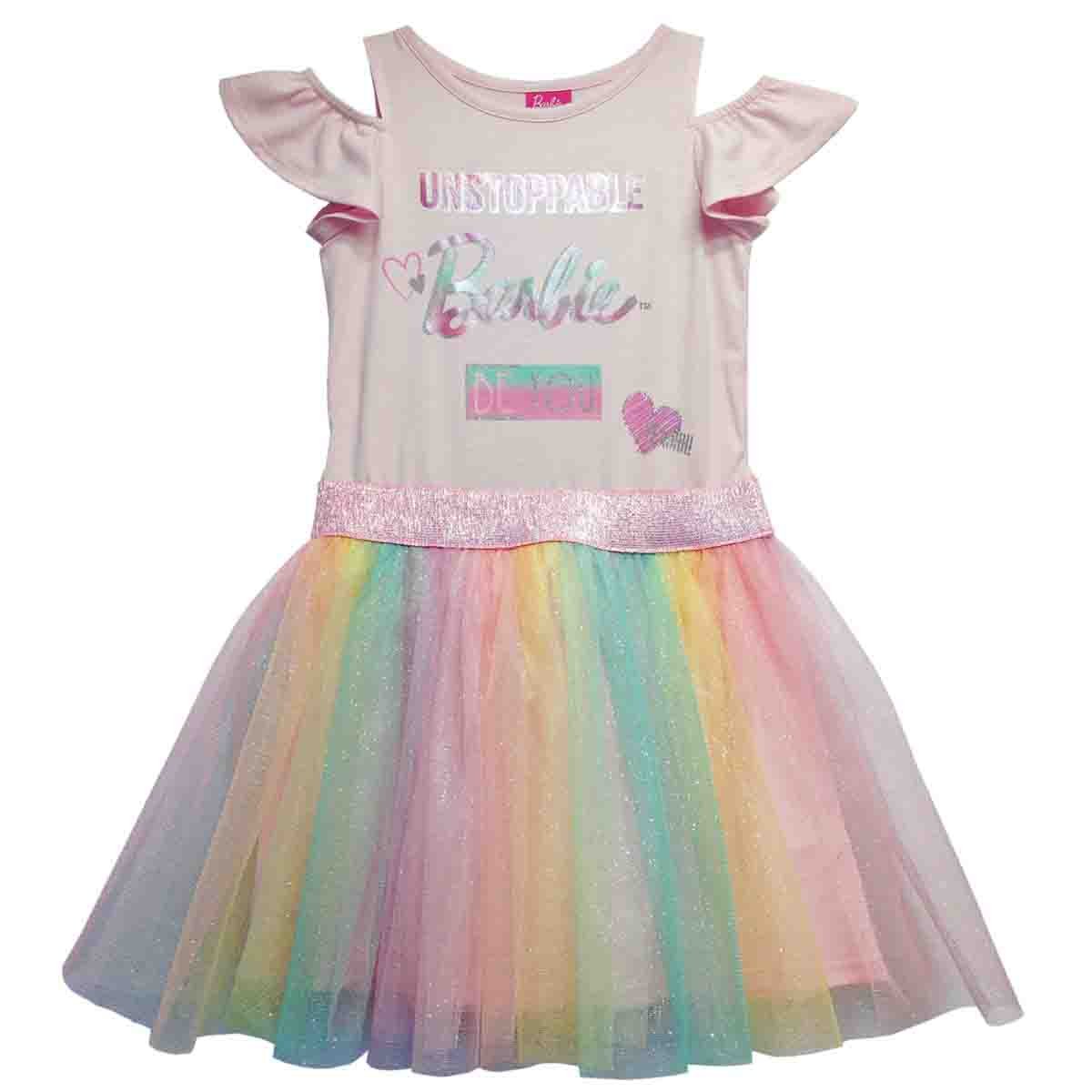 Vestido de Likra Y Tul Multicolor con Aplique Barbie