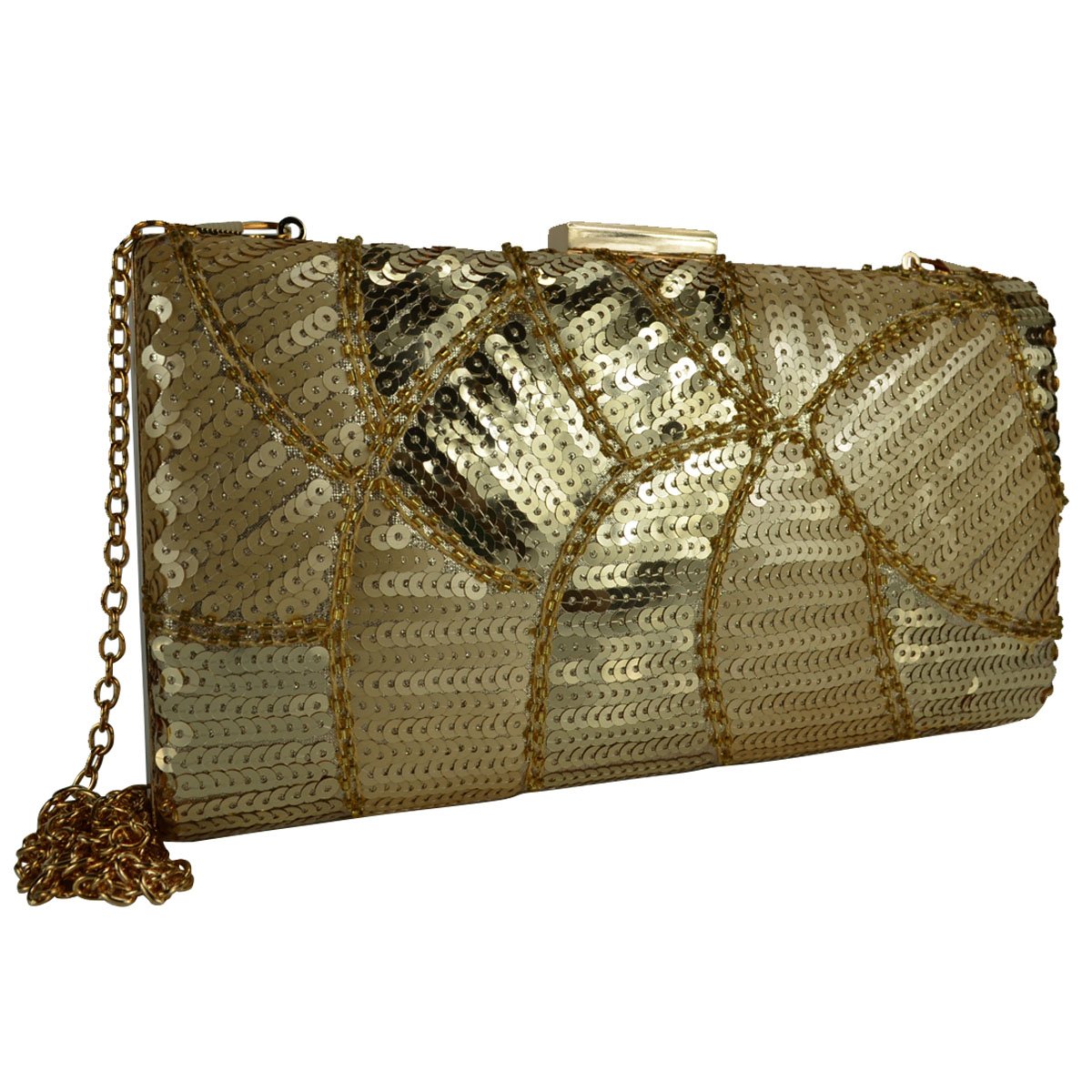 Cartera Dorada con Brillos Y Pedrería Huser para Dama