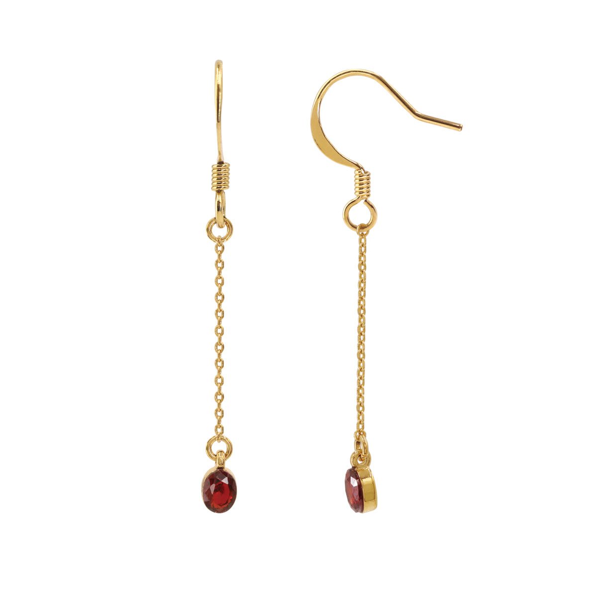 Aretes Dorados con Circonia Garnet Carré