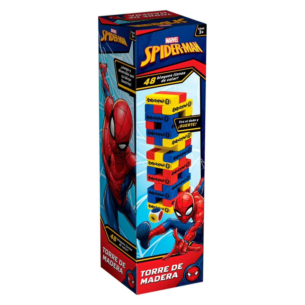 Torre de Madera Spider-Man, Caja de Cartón Novelty - Juego de Mesa