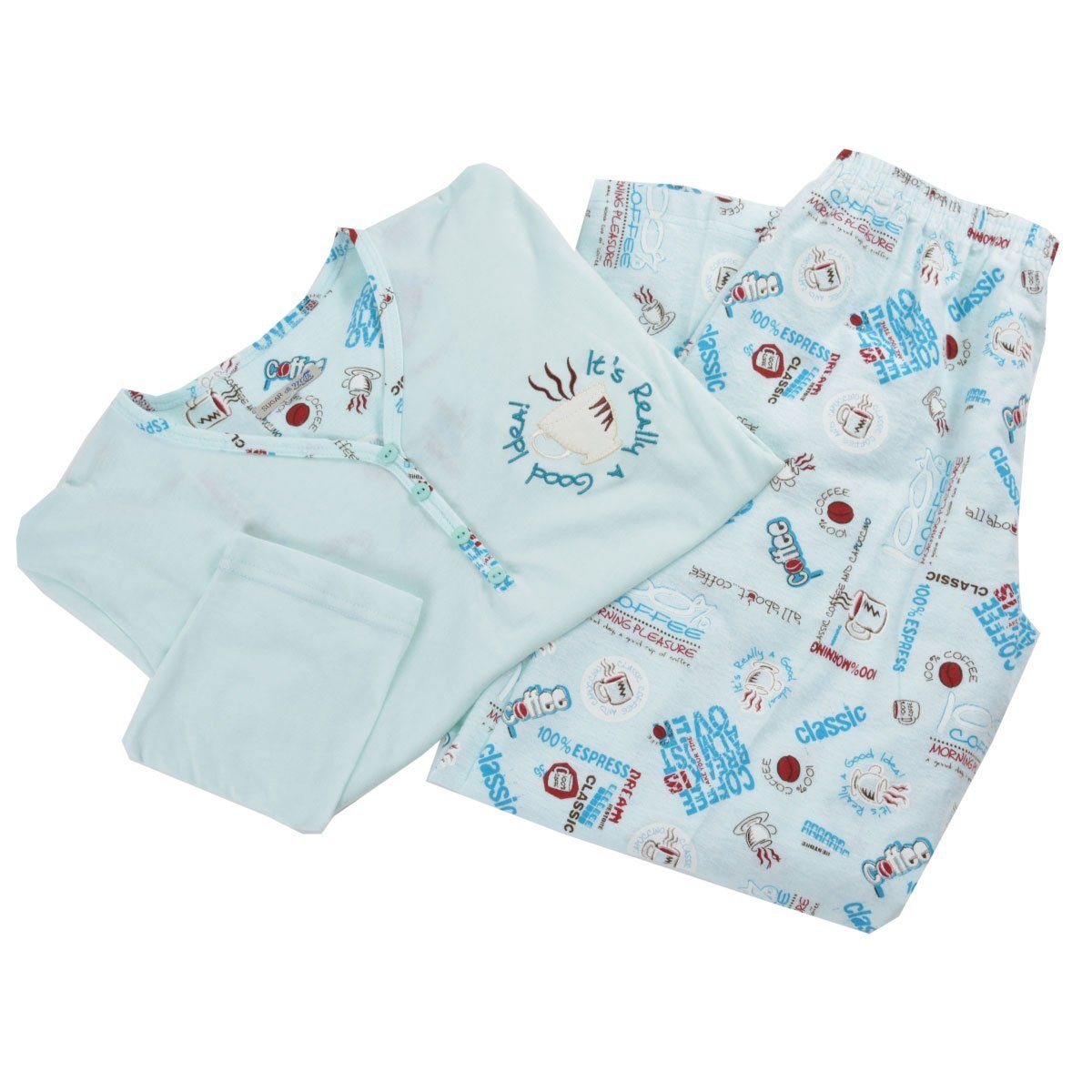 Pijama para Dama de Franela Estampado Taza Caf&eacute; Sugar &amp; Milk