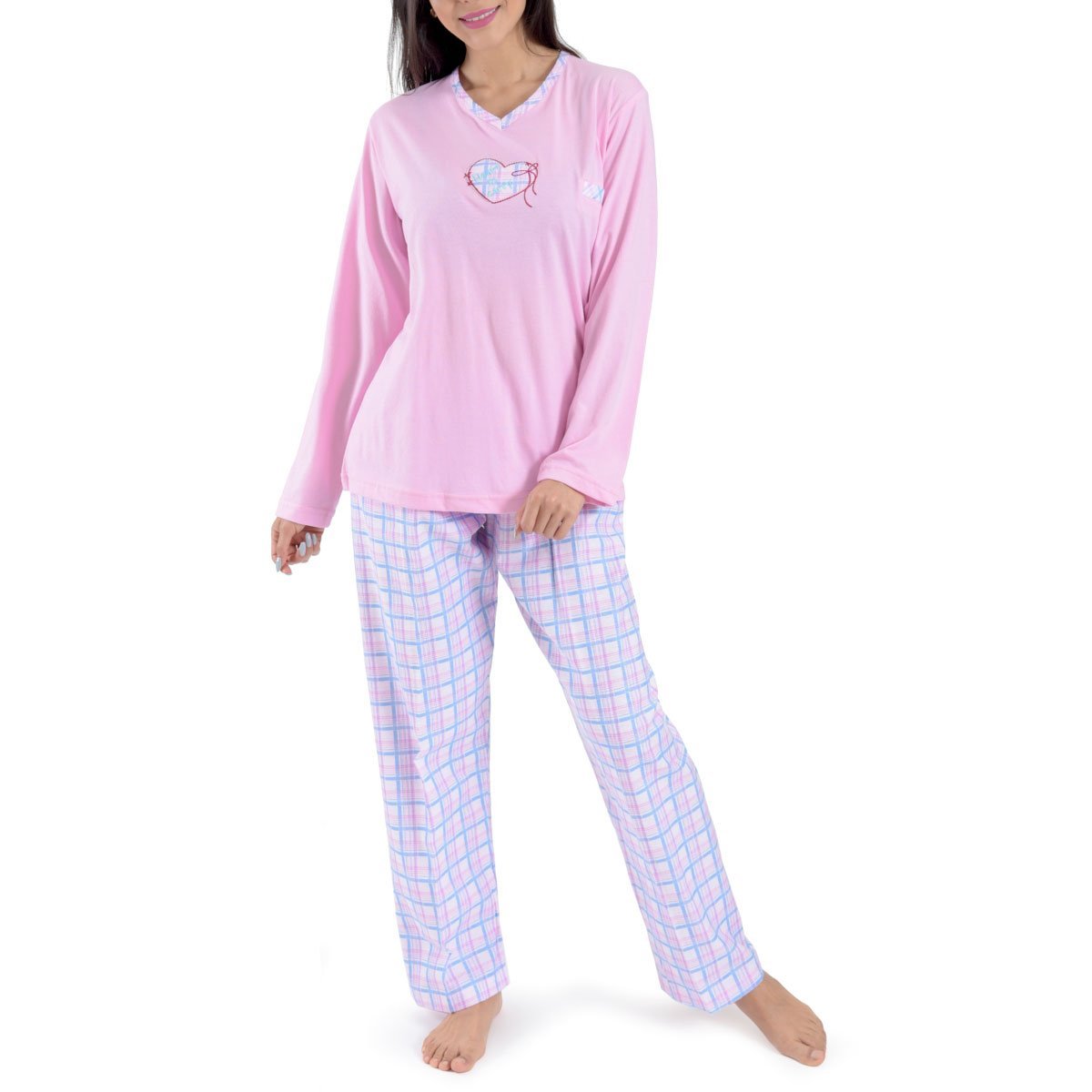 Pijama para Dama de Franela con Cuadros Sugar &amp; Milk