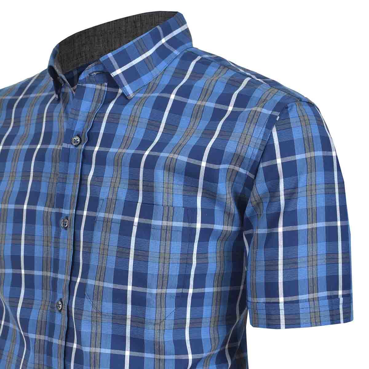 Camisa Casual Azul Manga Corta Slim Fit Carlo Corinto para Caballero