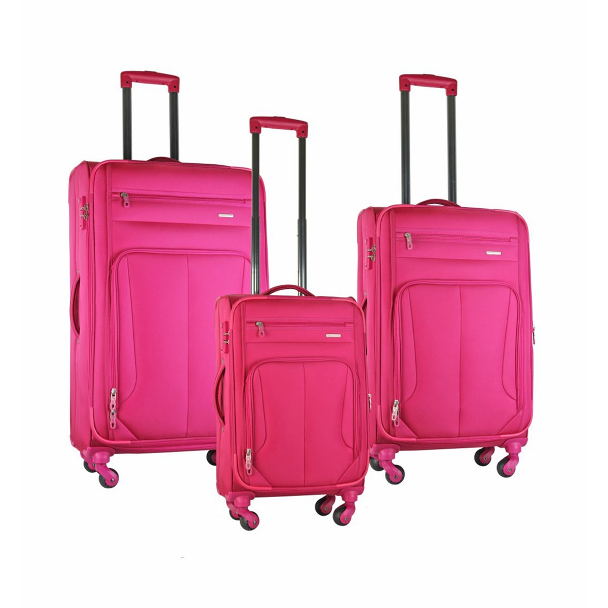 Set de Maletas Venecia 20" 24" y 28" Nylon Fucsia Giacomo Rosaldi