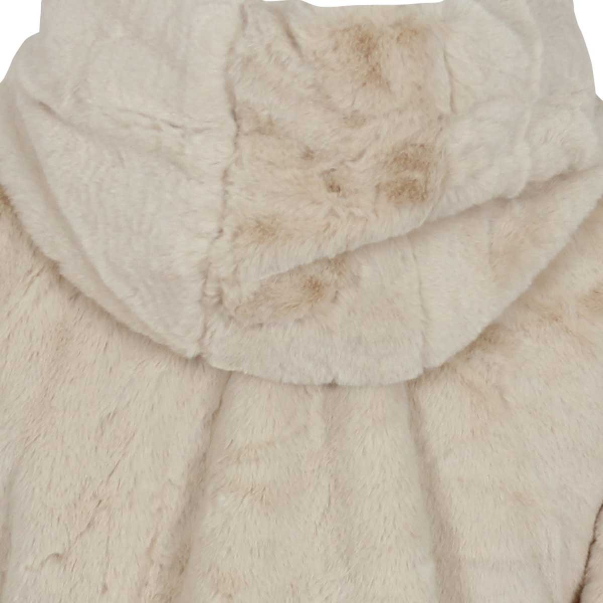 Chamarra Beige Corta con Capucha Sherpa Elle para Dama