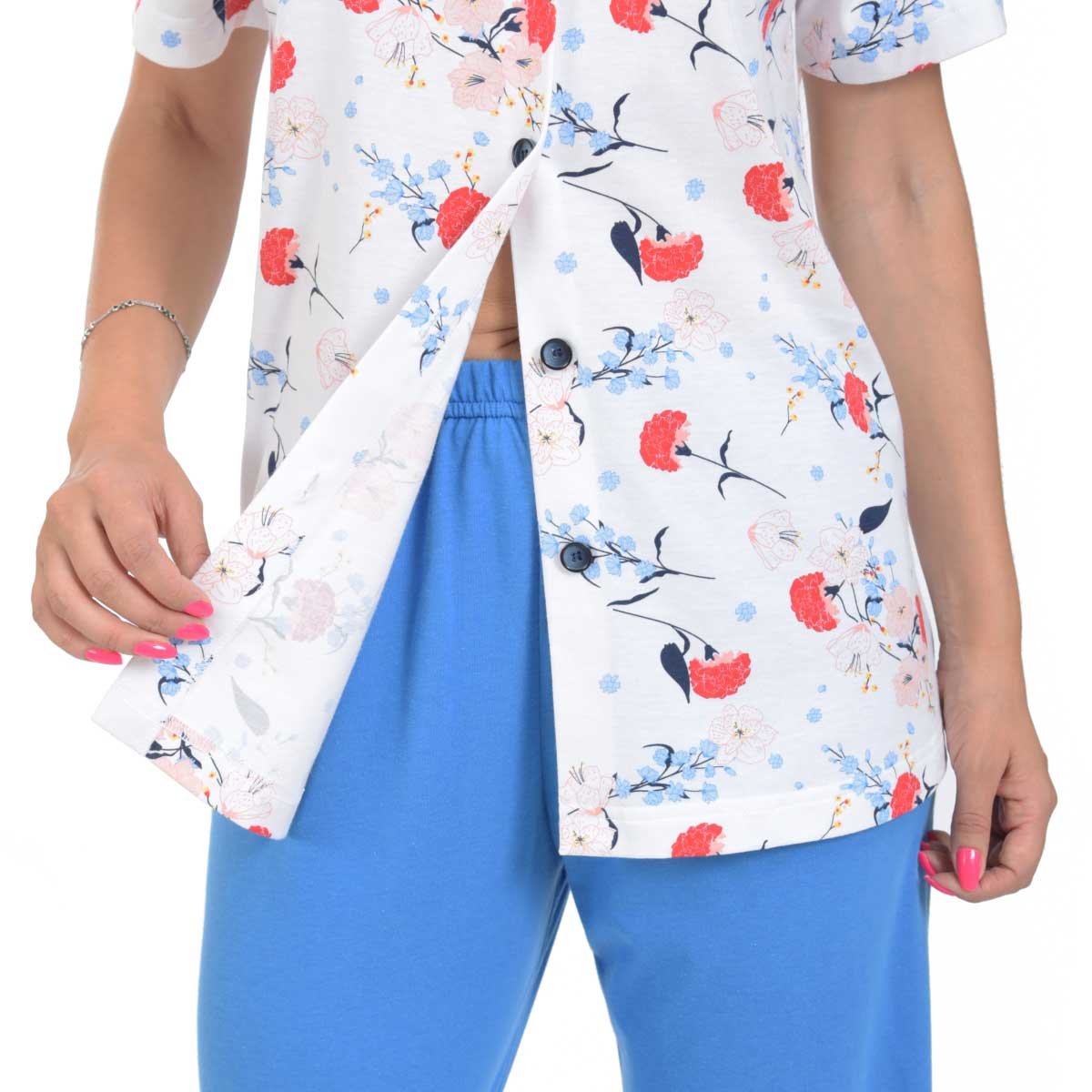 Pijama Chiffon Manga Corta Escote V Y Pantalón Thaiss