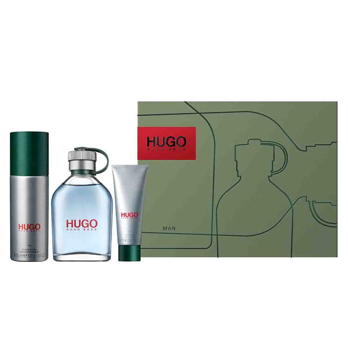 Estuche para Caballero Hugo Boss, Hugo Man Edt 125 Ml + Deo 150 Ml + Sg 50 Ml