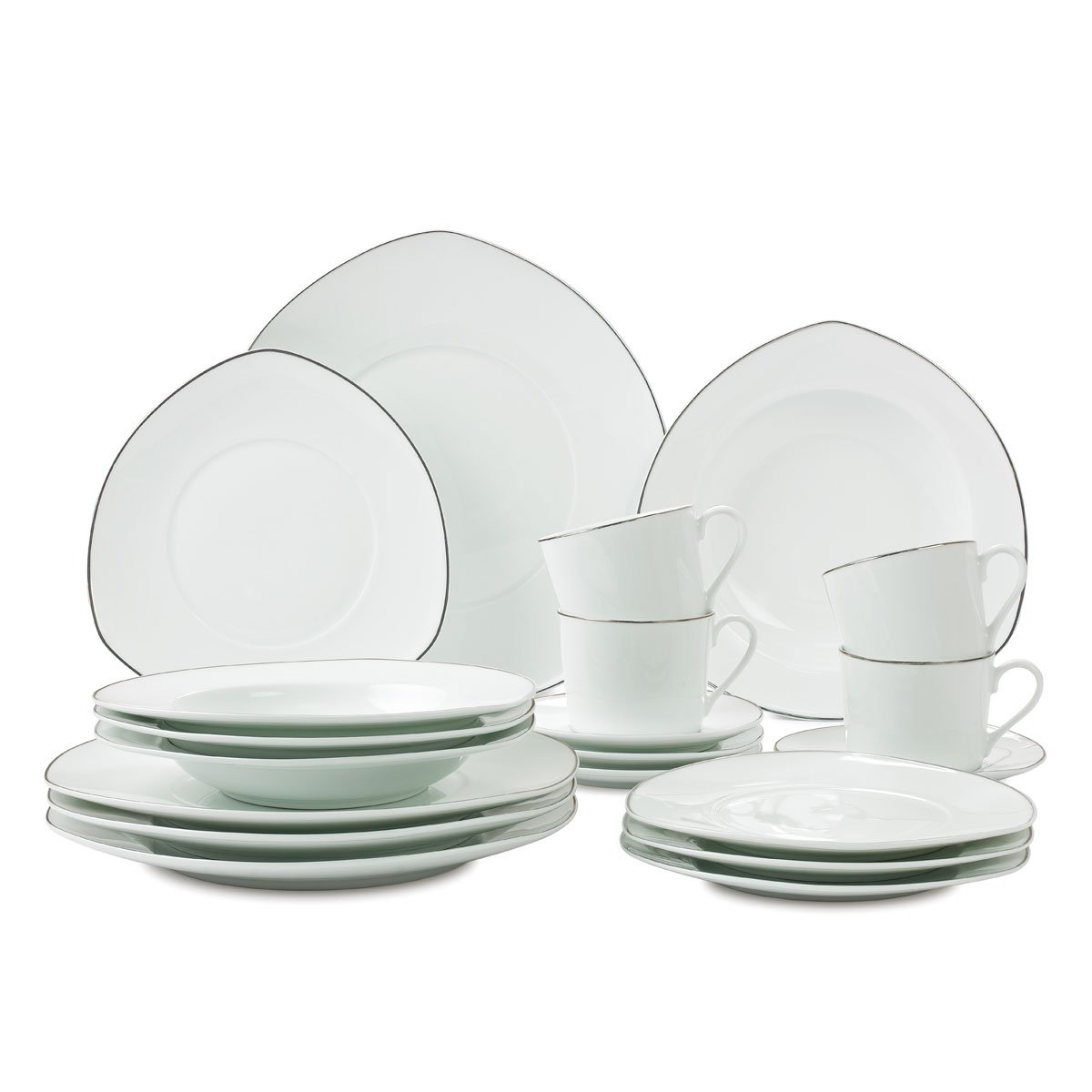 Vajilla 20 Piezas Triangular Filo Platino Kaiser