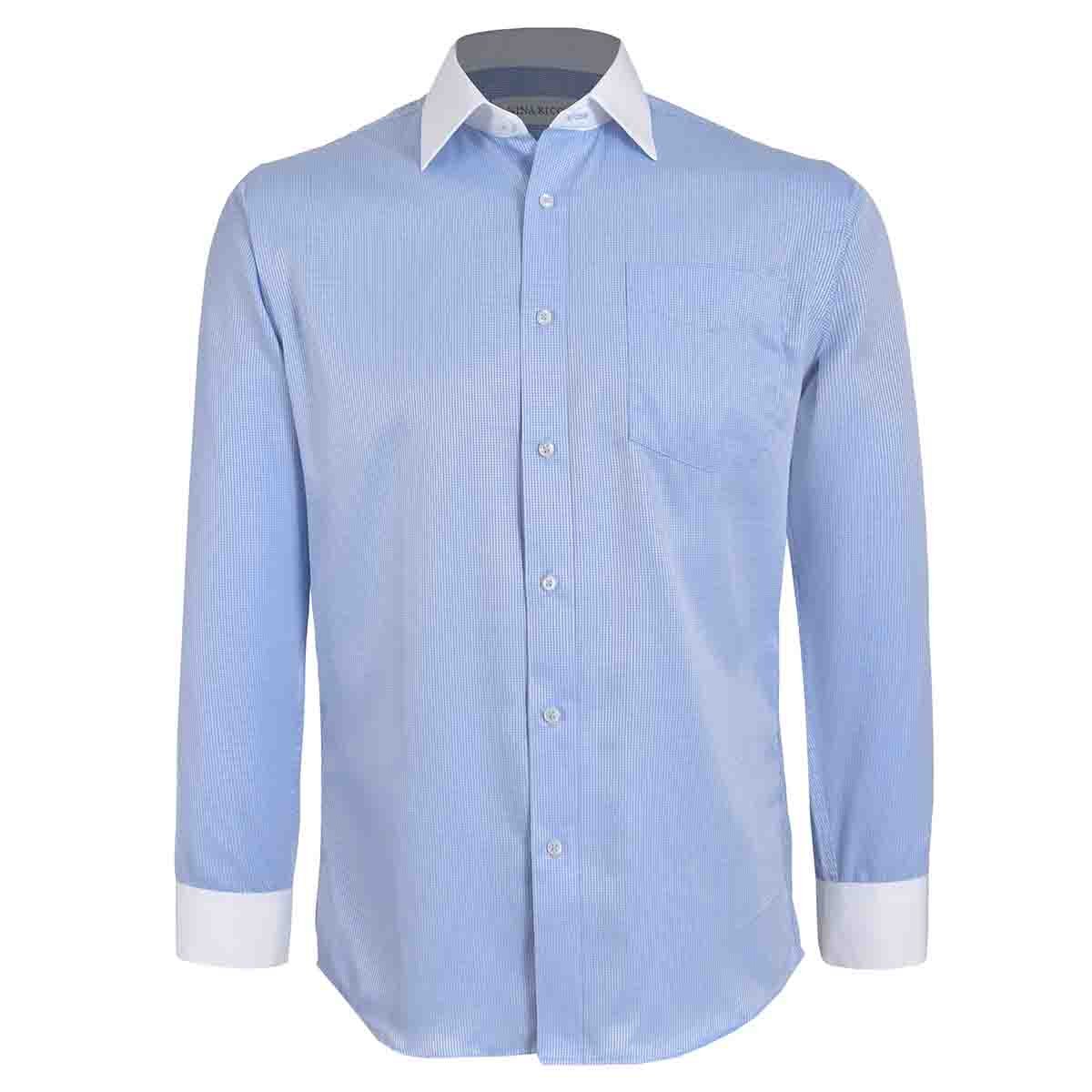 Camisa de Vestir Slim Fit Color Azul Combinado Nina Ricci para Caballero