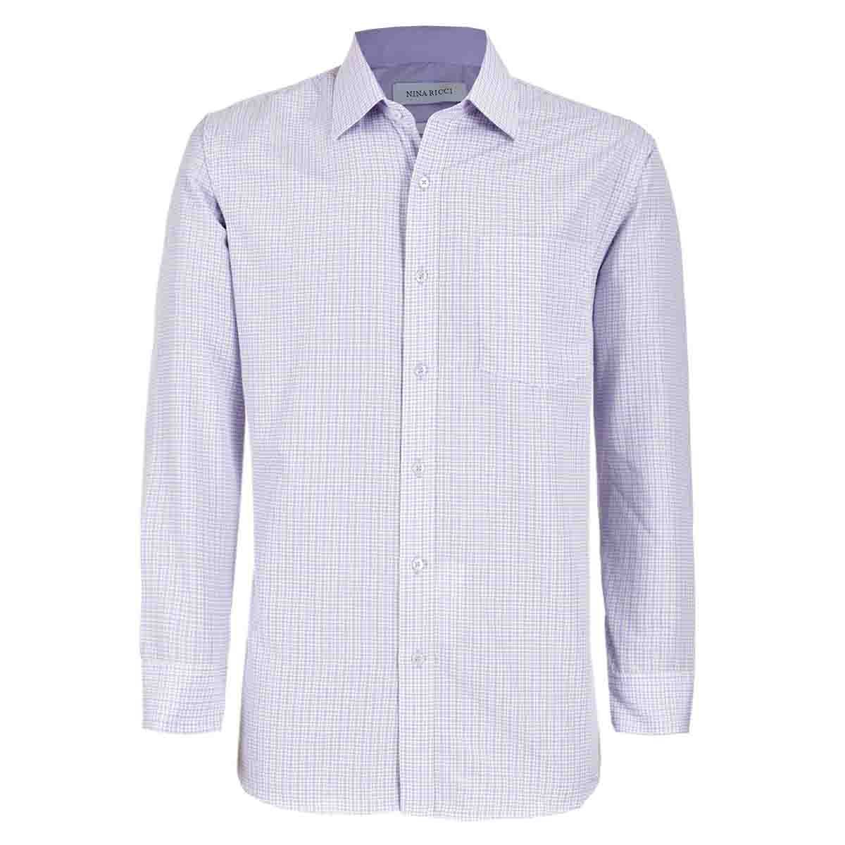 Camisa de Vestir Slim Fit Color Morado Combinado Nina Ricci para Caballero