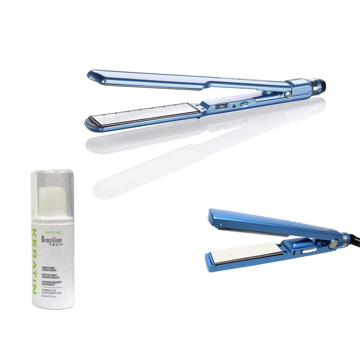 Combo Alaciadoras Azul 2019 Mini Alaciadora +Alciadora 1 1/2"+Shampoo Babyliss