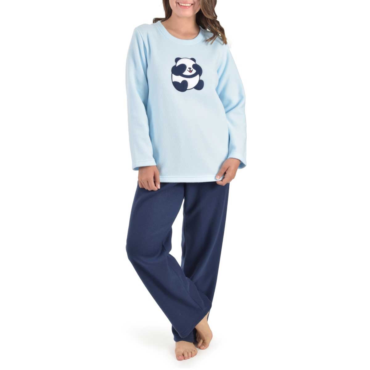 Pijama Polar de Manga Larga Escote Redondo Y Pantalón Thaiss