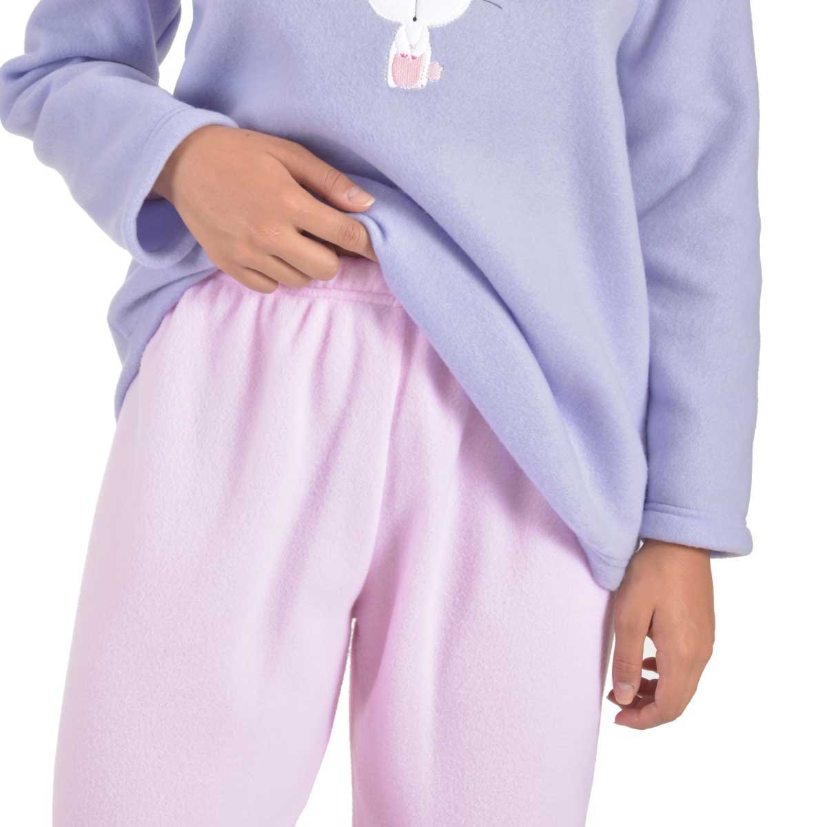Pijama Polar de Manga Larga Y Pantalón Bordada Thaiss