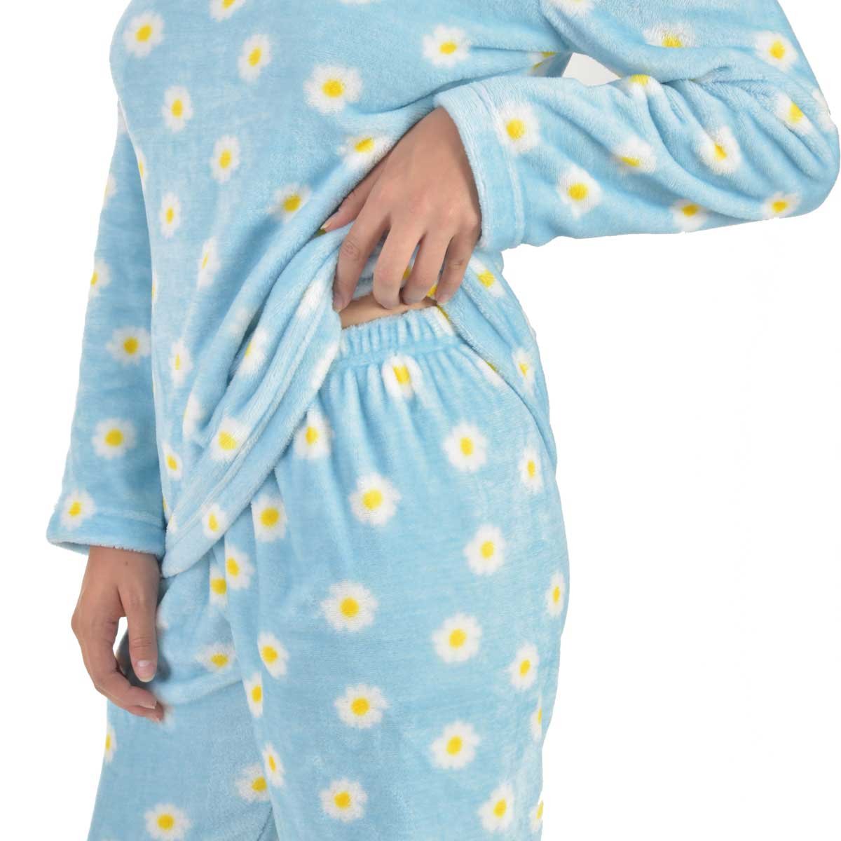 Pijama Flannel Escote Redondo Y Pantal&oacute;n con Flores Thaiss