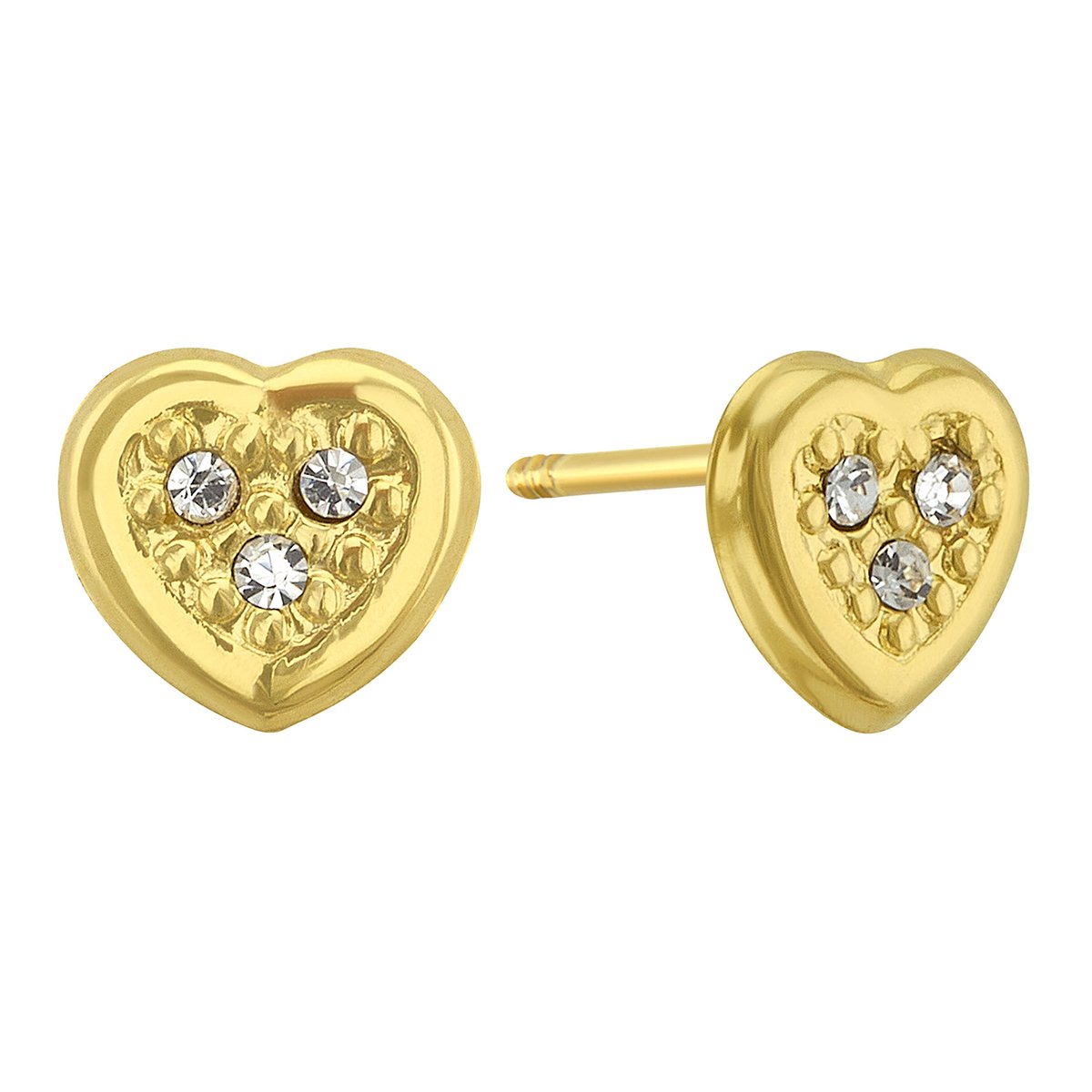 Broqueles de Oro Amarillo 14K Corazón con Piedra Circonia Sabelli