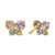 Broqueles de Oro Amarillo 14K Mariposa Multicolor con Circonia Sabelli