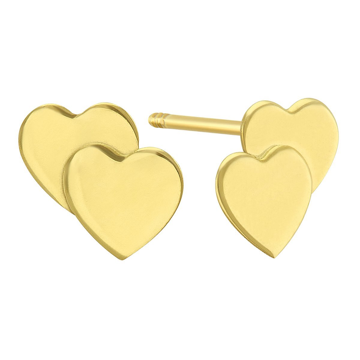 Broqueles de Oro Amarillo 14K Doble Corazón Sabelli