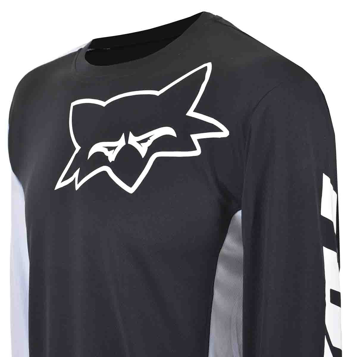 Playera Manga Larga para Caballero Color Negro con Blanco con Tecnología Dry Fit Fox