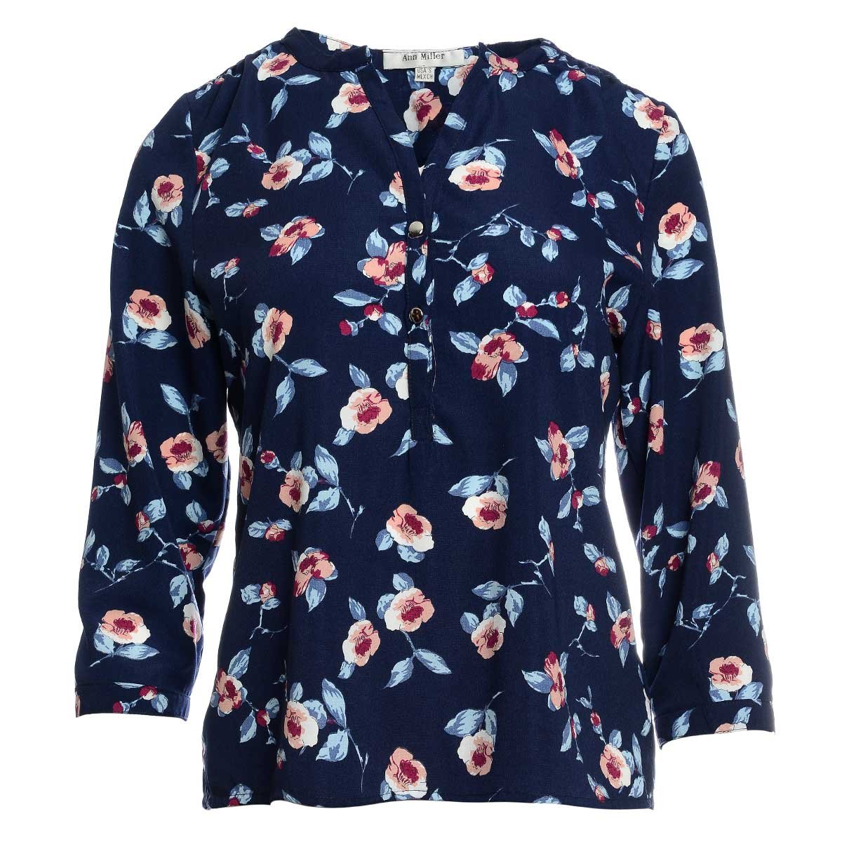 Blusa Azul Estampada Ann Miller