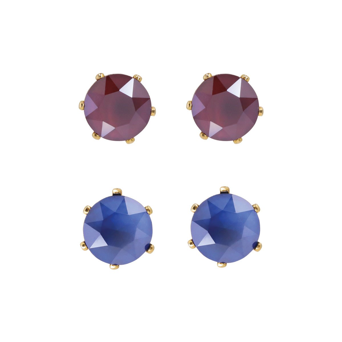 Set de Aretes con Cristal Swarovski Royal Blue Y Dark Red Mossimo